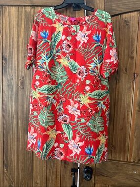 Caroline Hill tropical red shift dress